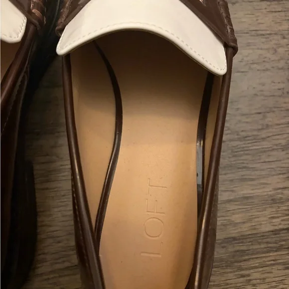 LOFT Two-Tone Brown and Cream Loafers - Picture 4 of 5
